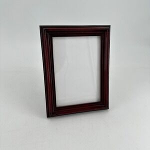 Mahogany Wood Picture Frame 5x7 Tiered Molding Tabletop Wall Mount Red Brown